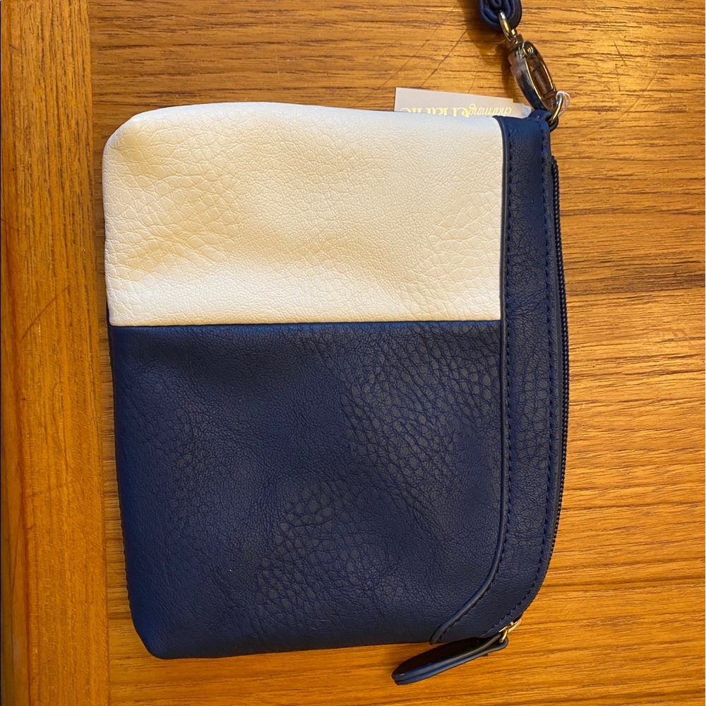 Navy and White Wristlet